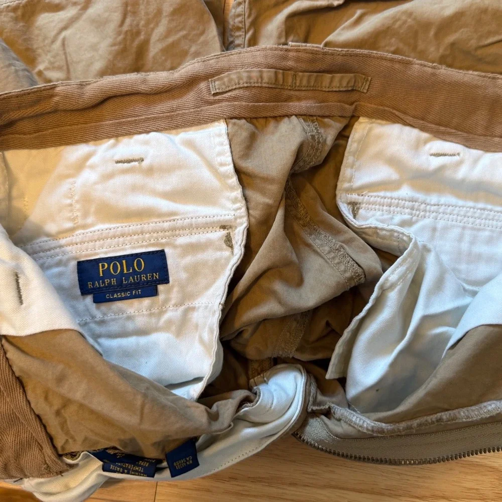 Polo Ralph Lauren Mens 32 Khaki Tan Utility Canvas Classic Fit Cargo Shorts